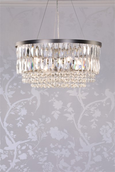 (image for) Laura Ashley Rhosill 4 Light Pendant Crystal and Aged Pewter